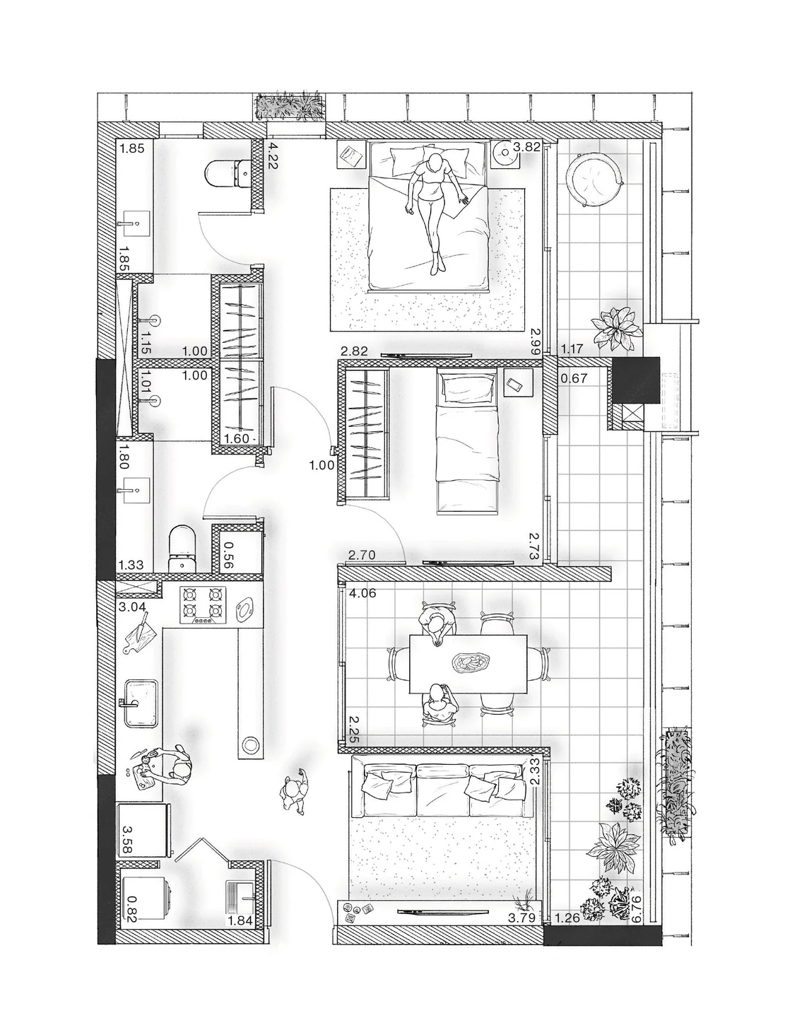 Planta — Apartamento 86,76 m²