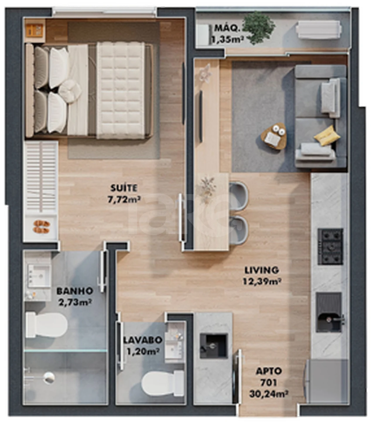 Planta — Apartamento 30,24 m²