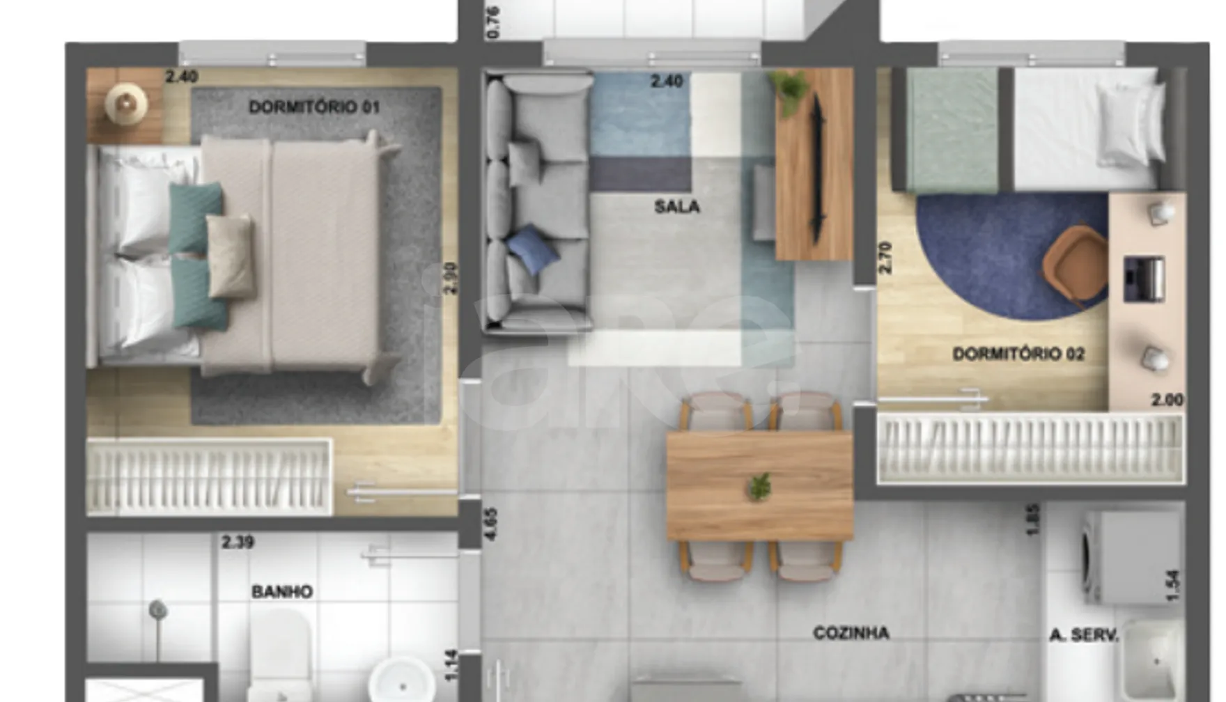 Planta — Apartamento 37 m²