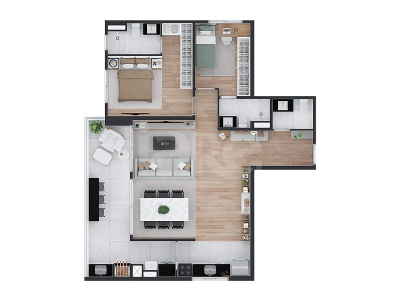 Planta — Apartamento 88,61 m²