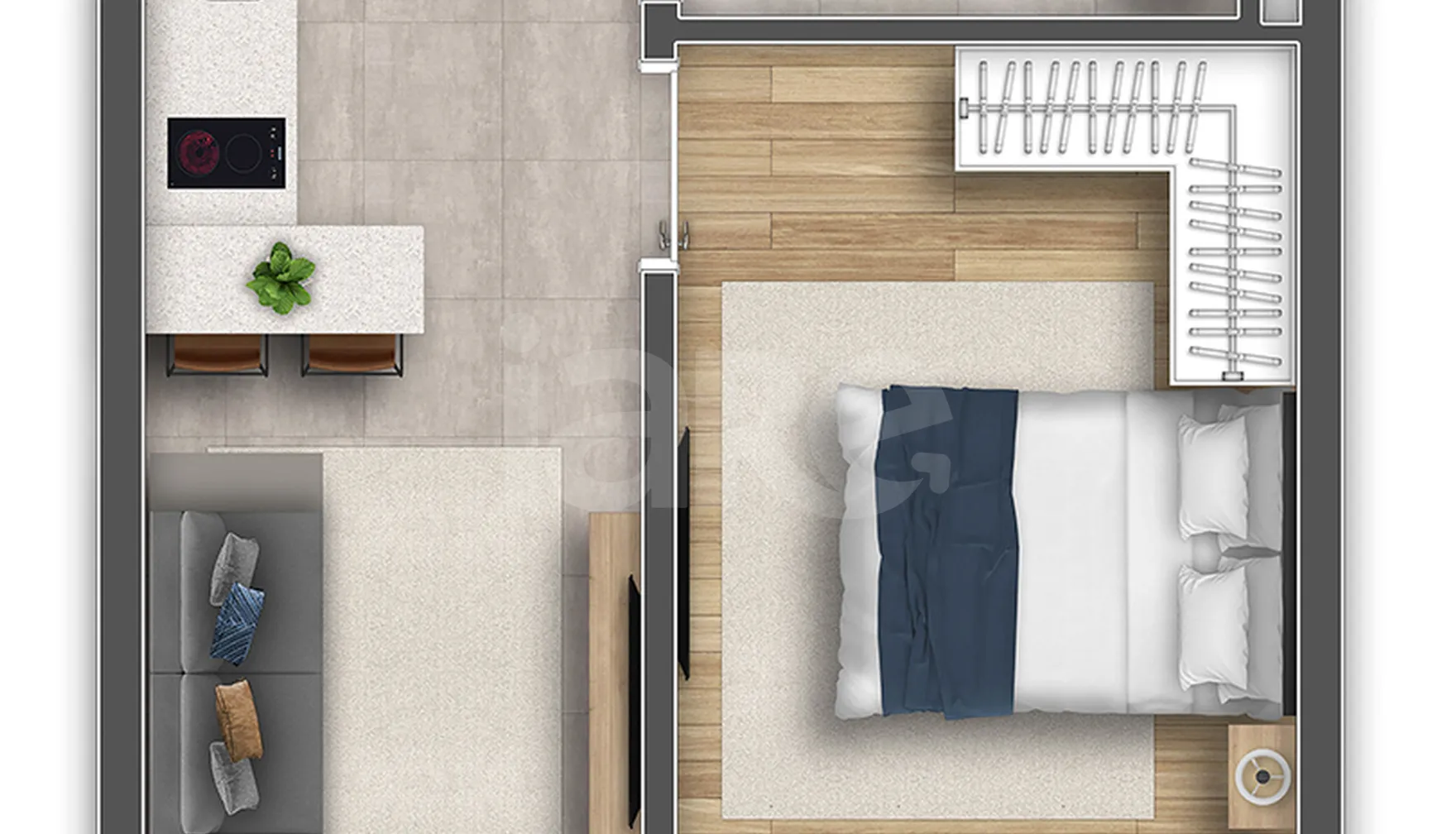 Planta — Studio 33,98 m²