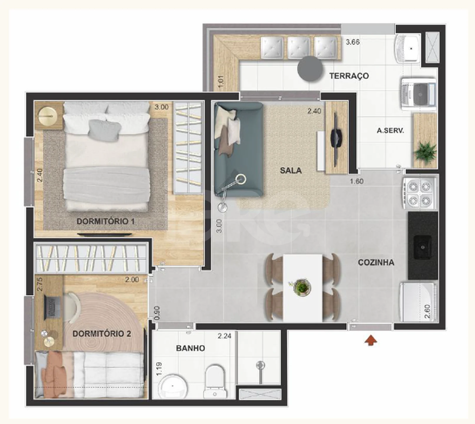 Planta — Apartamento 42 m²