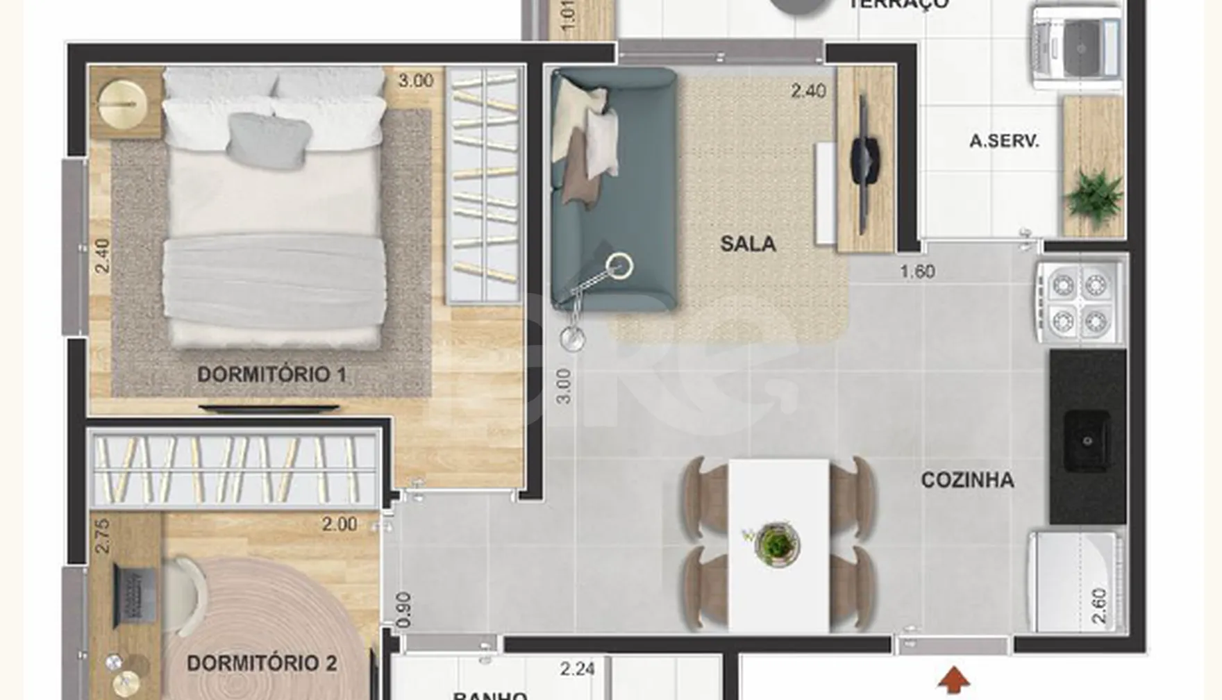 Planta — Apartamento 42 m²