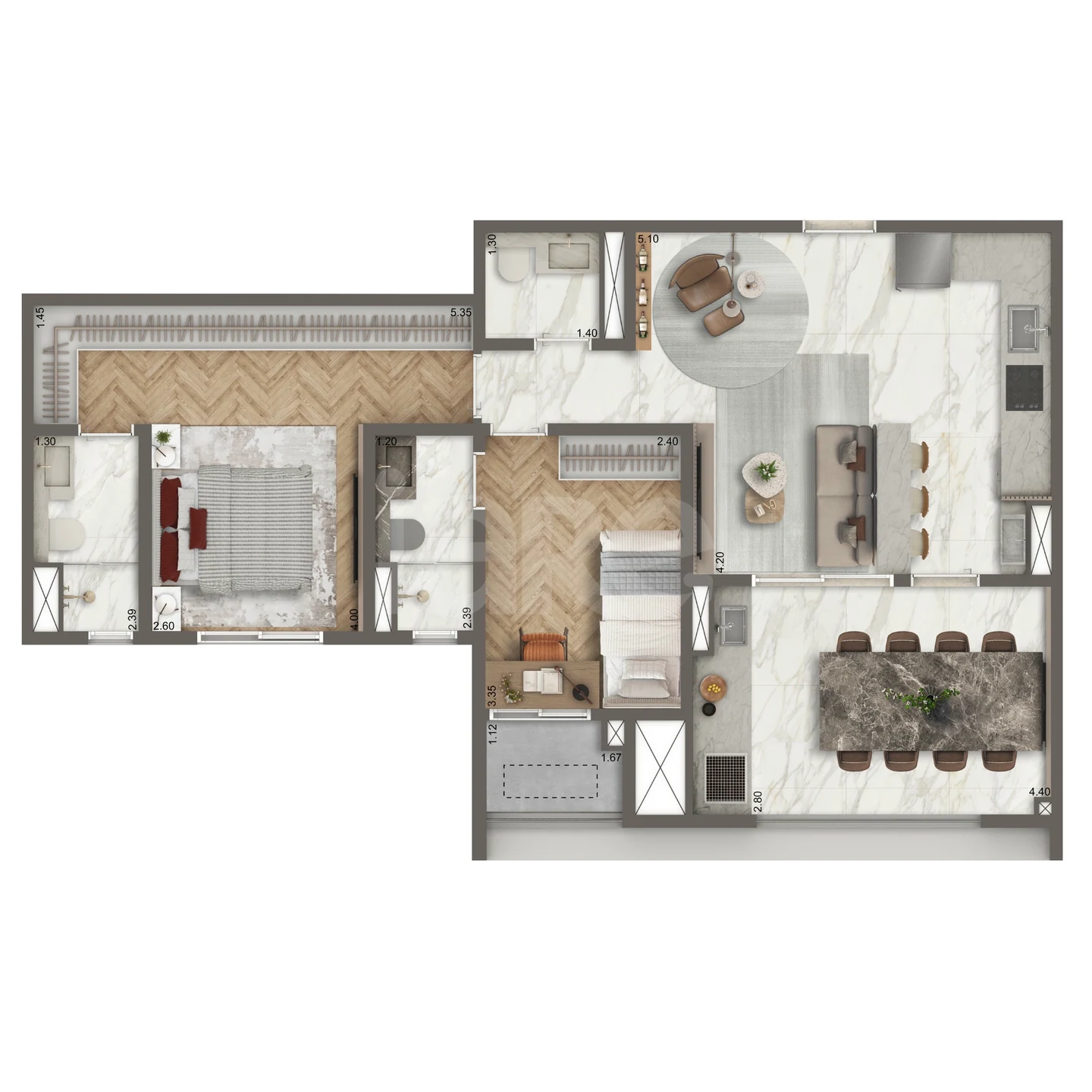 Planta — Garden 80,3 m²