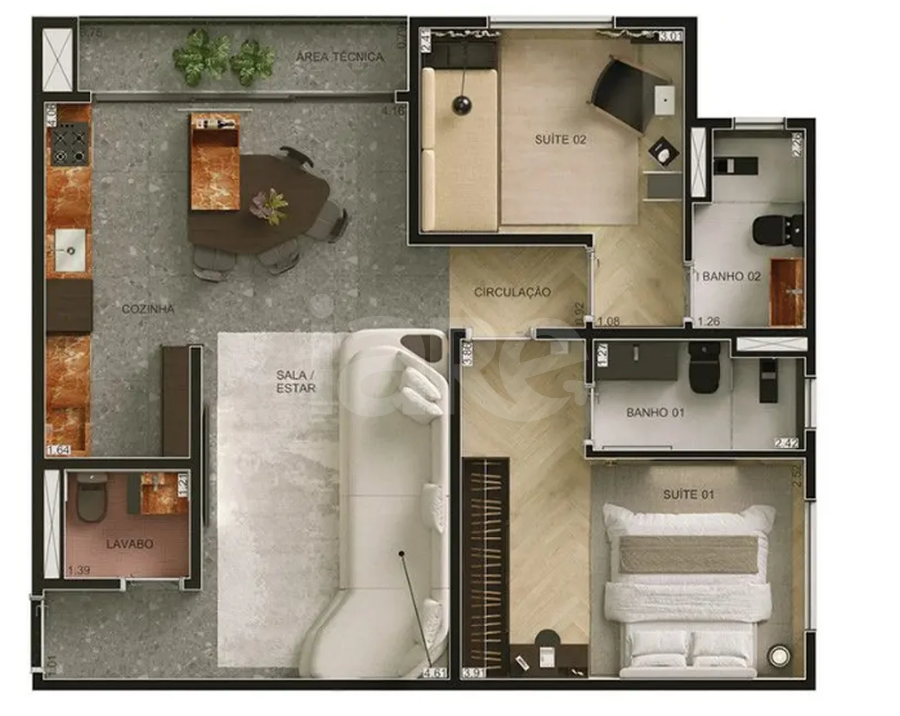 Planta — Apartamento 66,07 m²
