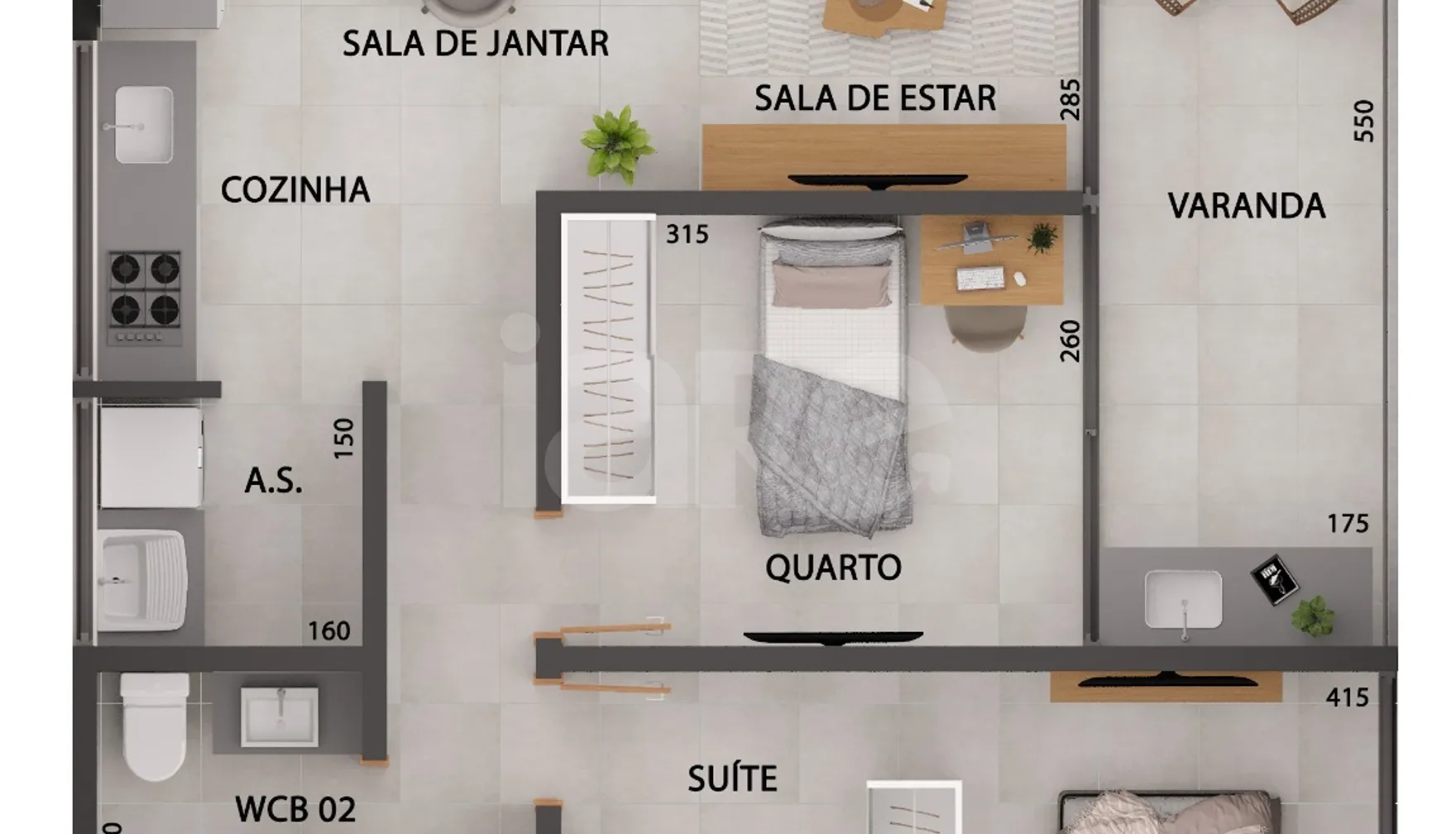 Planta — Apartamento 68 m²