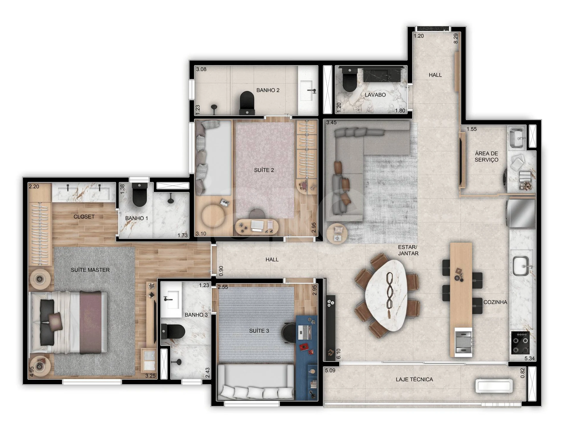 Planta — Apartamento 99,58 m²