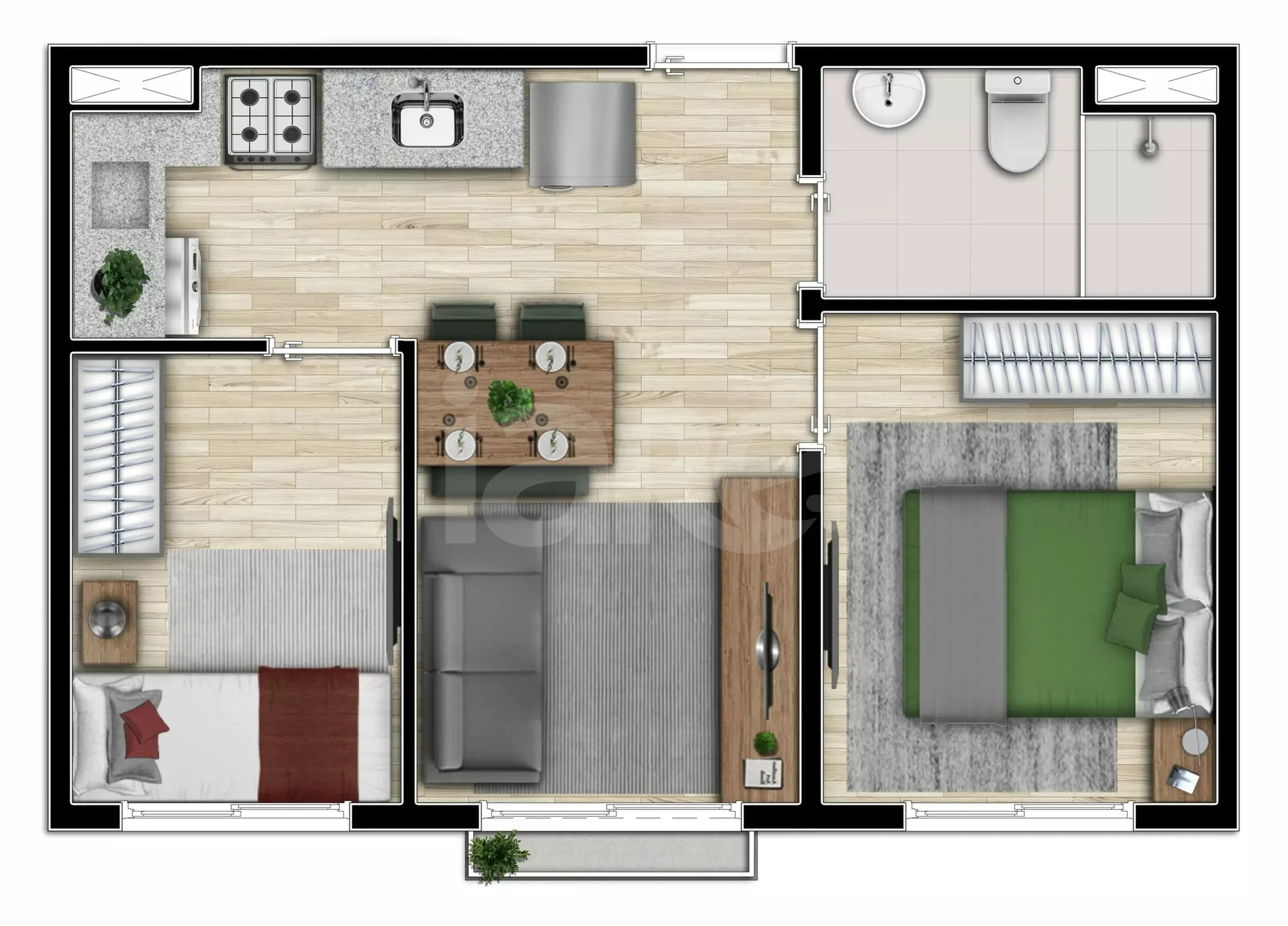 Planta — Apartamento 34,93 m²