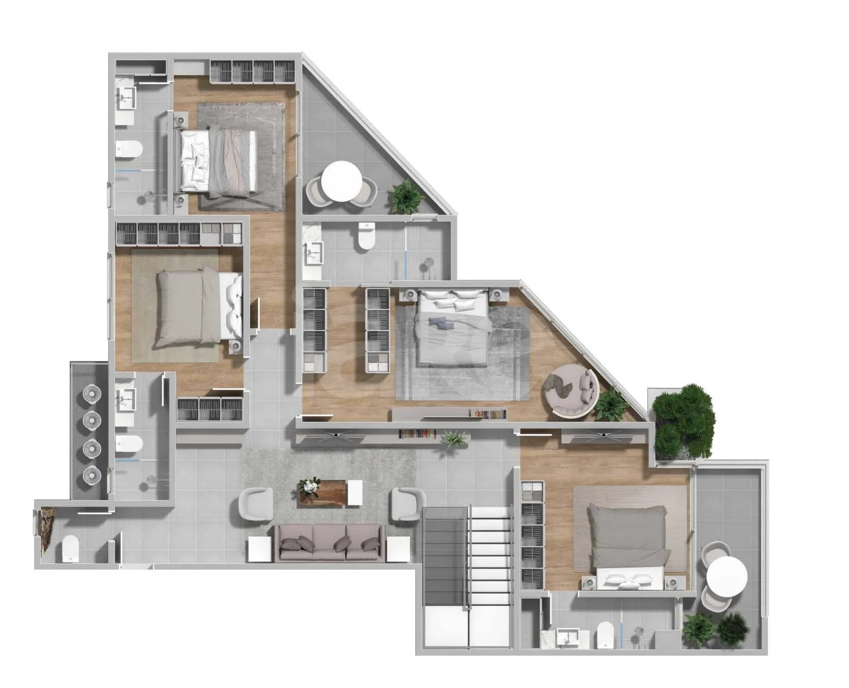 Planta — Cobertura Duplex 319,86 m² · 1º pavimento