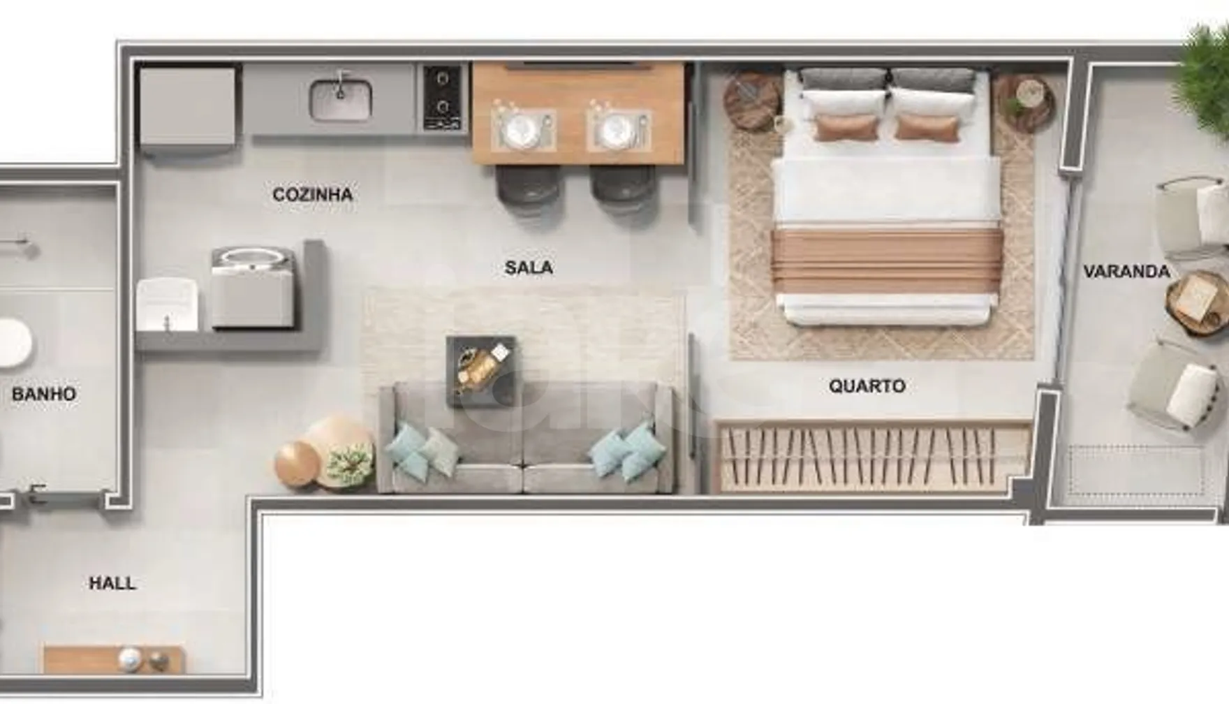 Planta — Studio 35,66 m²