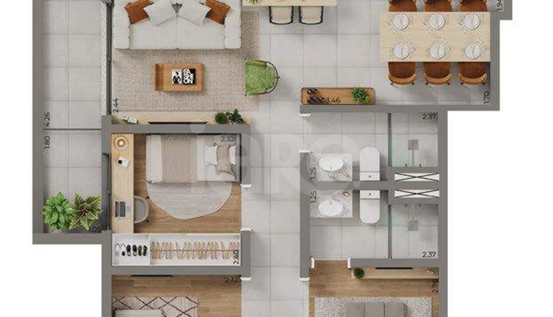 Planta — Apartamento 72,92 m²