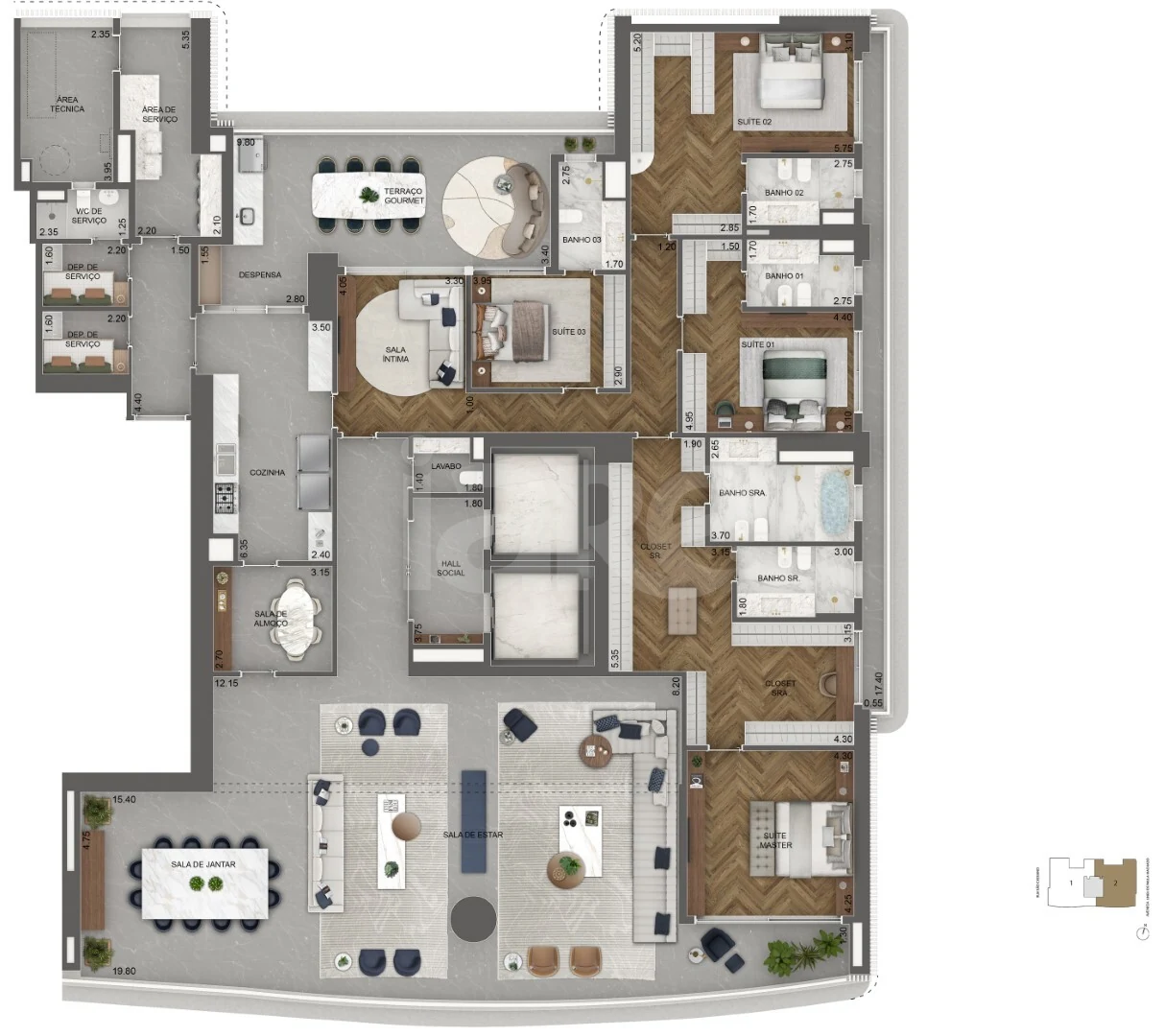 Planta — Apartamento 464,5 m²