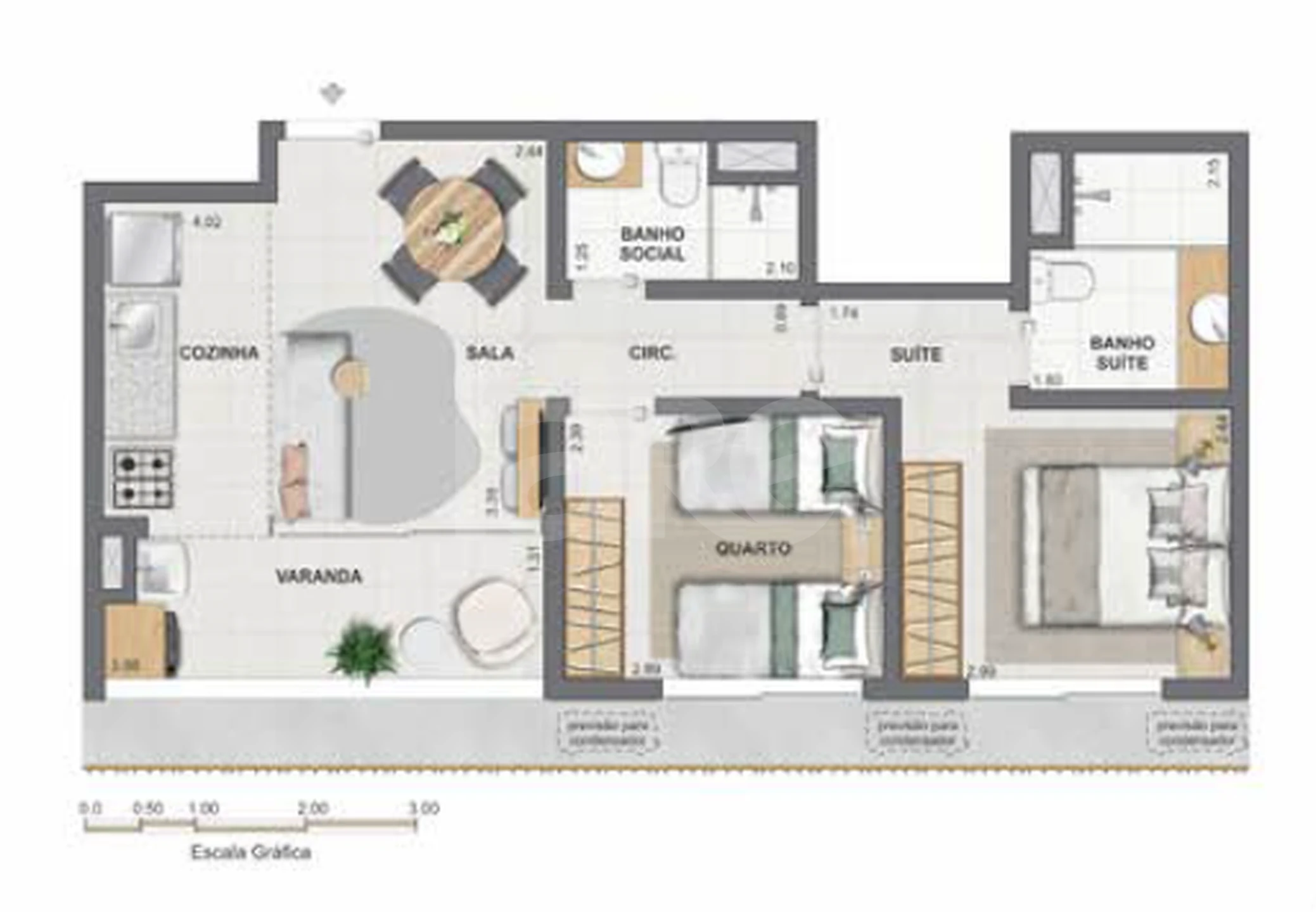 Planta — Apartamento 53,06 m²