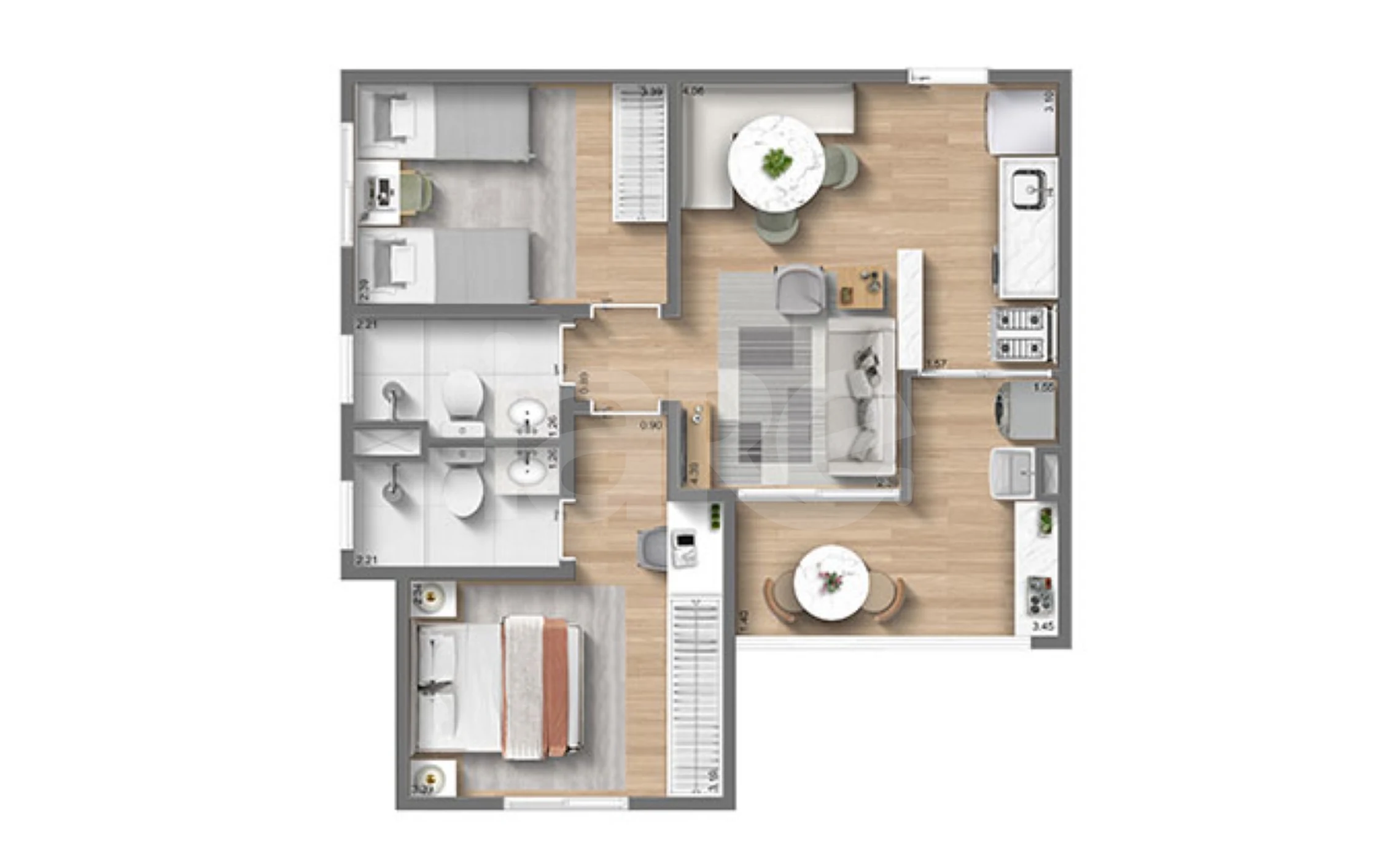 Planta — Apartamento 54,87 m²