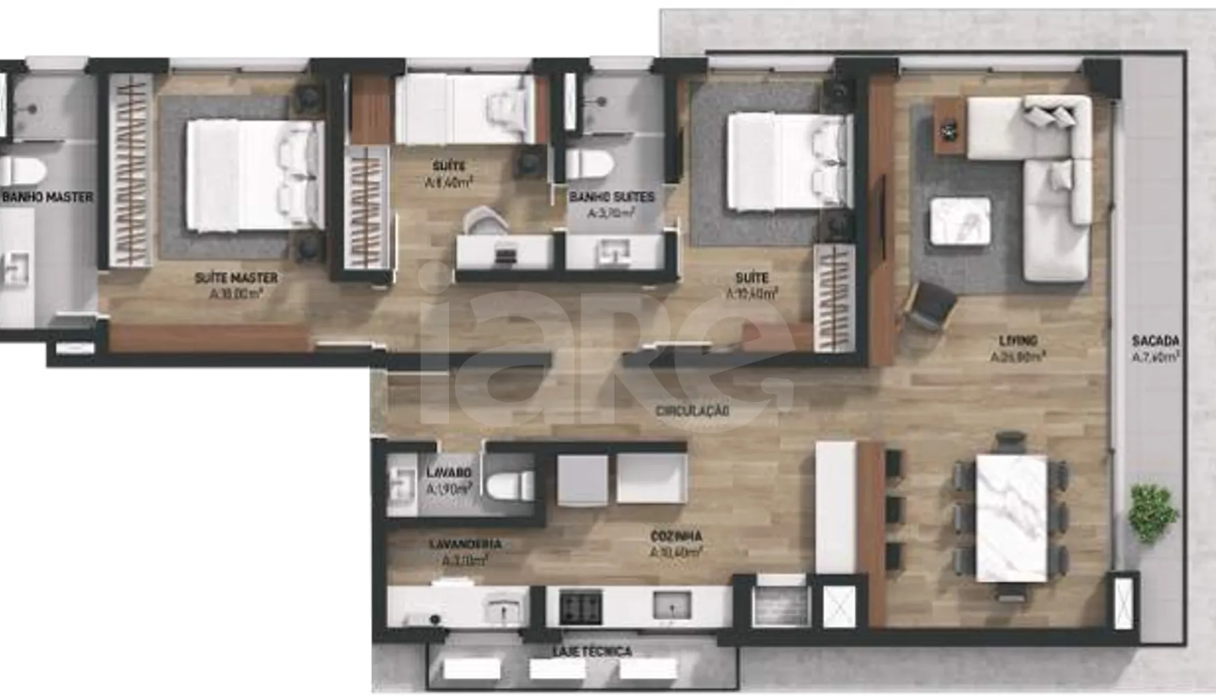 Planta — Apartamento 124,07 m²