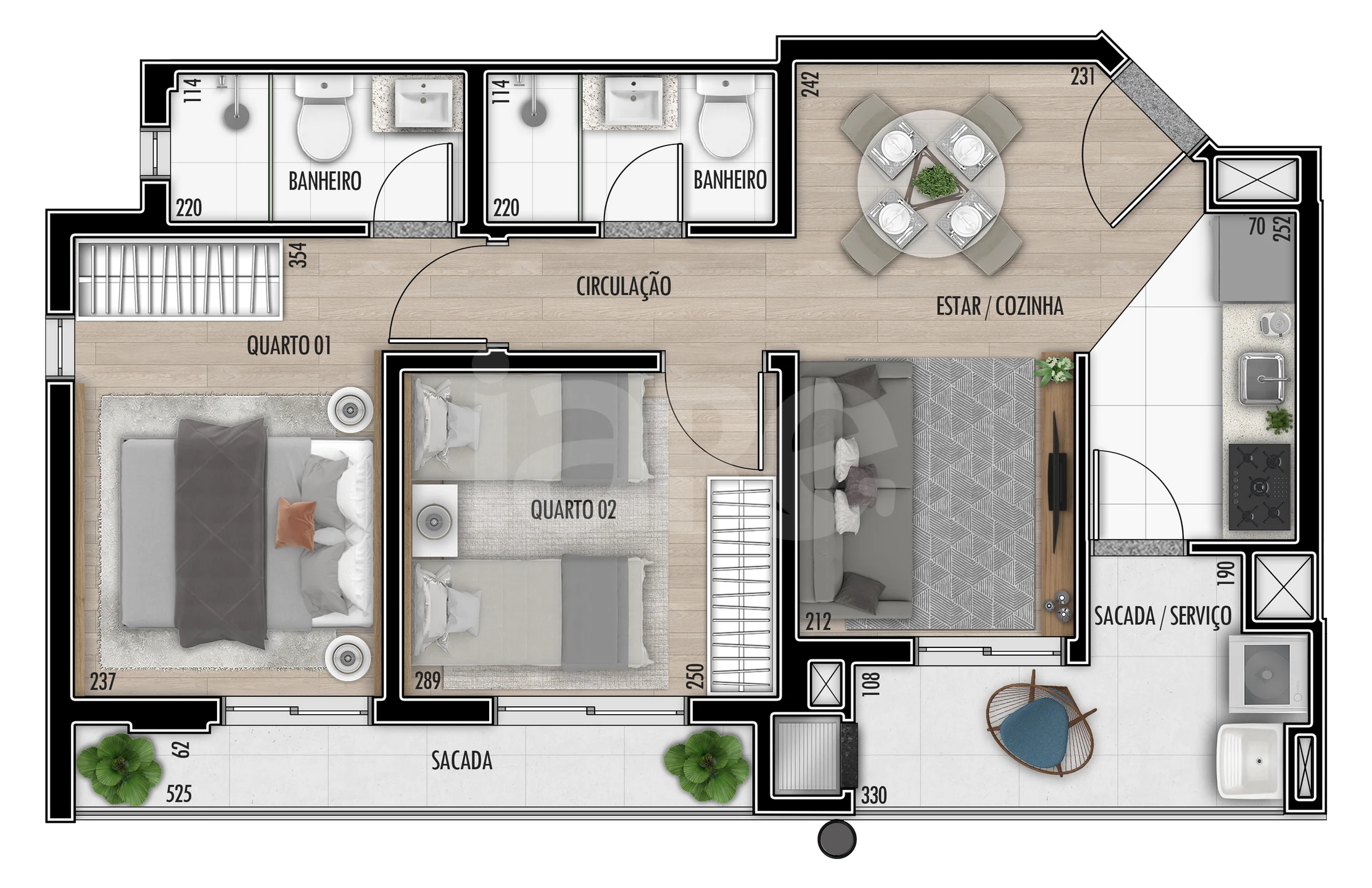 Planta — Apartamento 54,72 m²