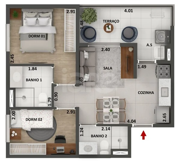 Planta — Apartamento 46 m²