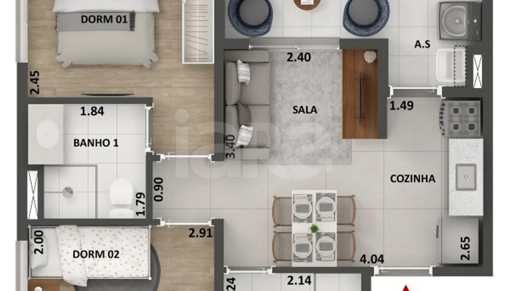 Planta — Apartamento 46 m²
