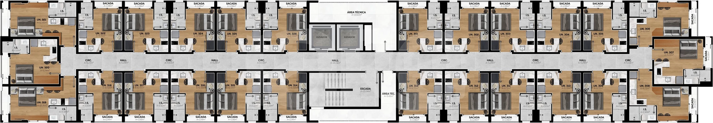 Planta — Pavimento 03 ao 05