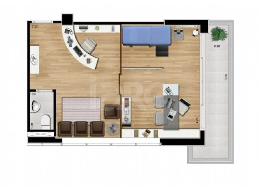 Planta — Sala com Área Ext. 42,68 m²