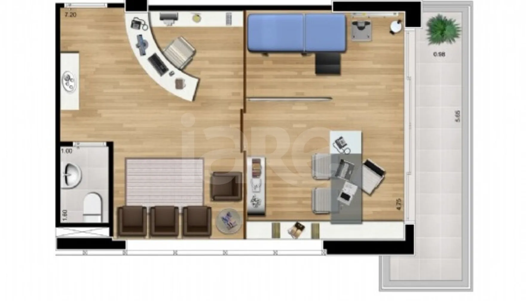 Planta — Sala com Área Ext. 42,68 m²
