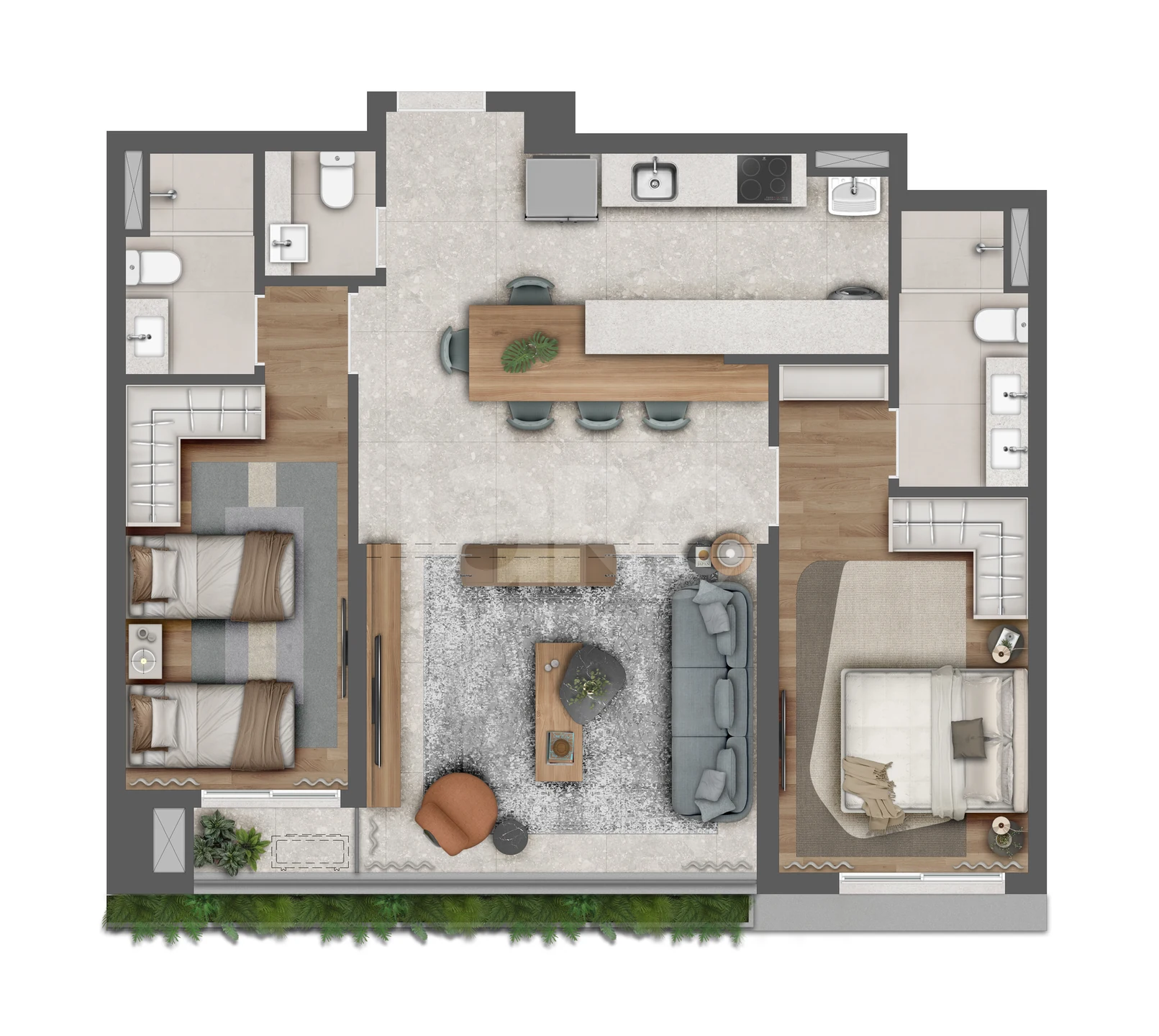 Planta — Apartamento 85,68 m²