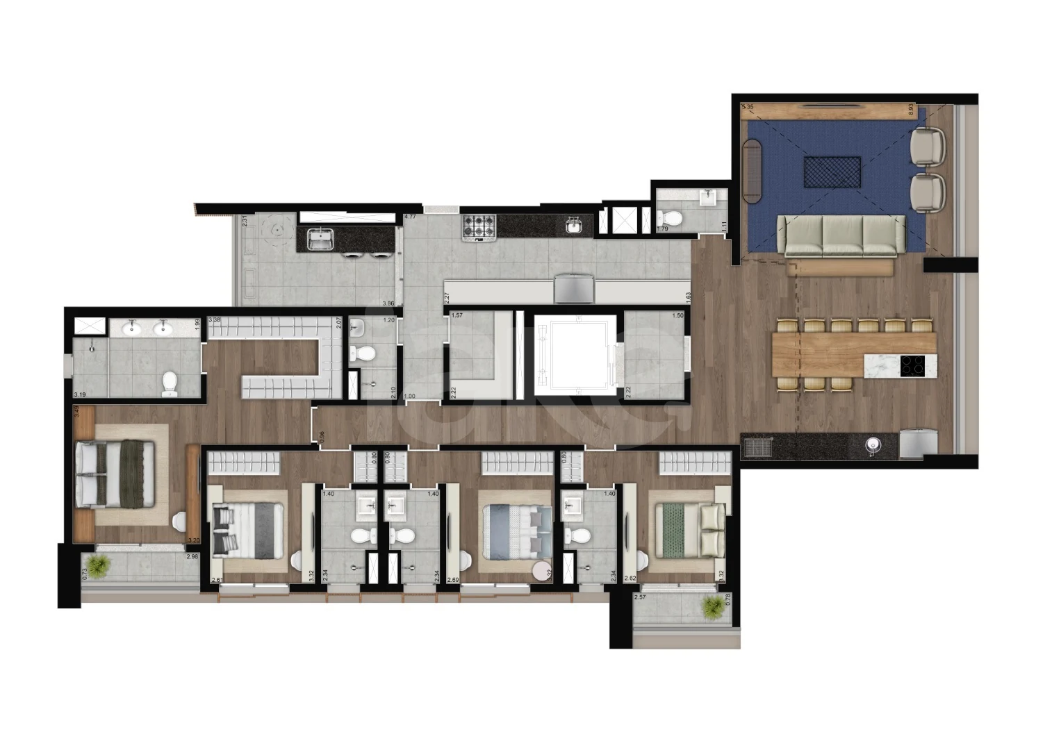 Planta — Apartamento 206,42 m²