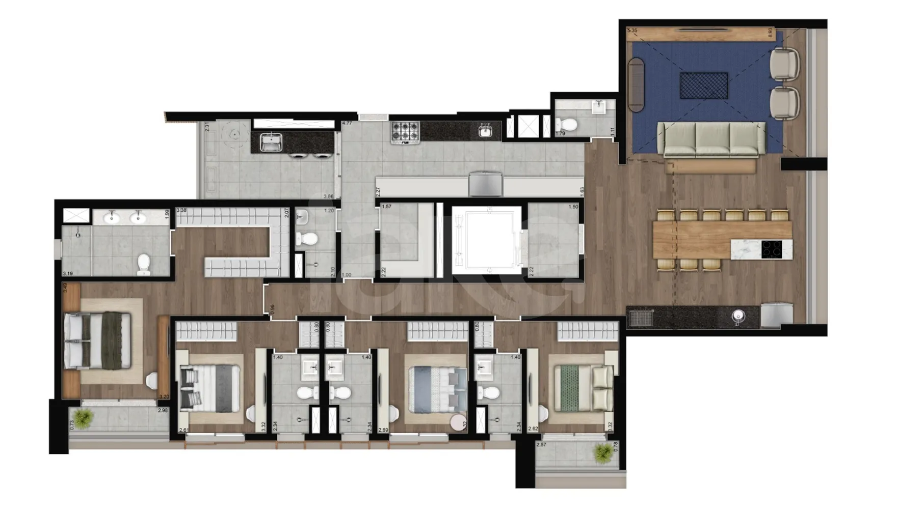 Planta — Apartamento 206,42 m²