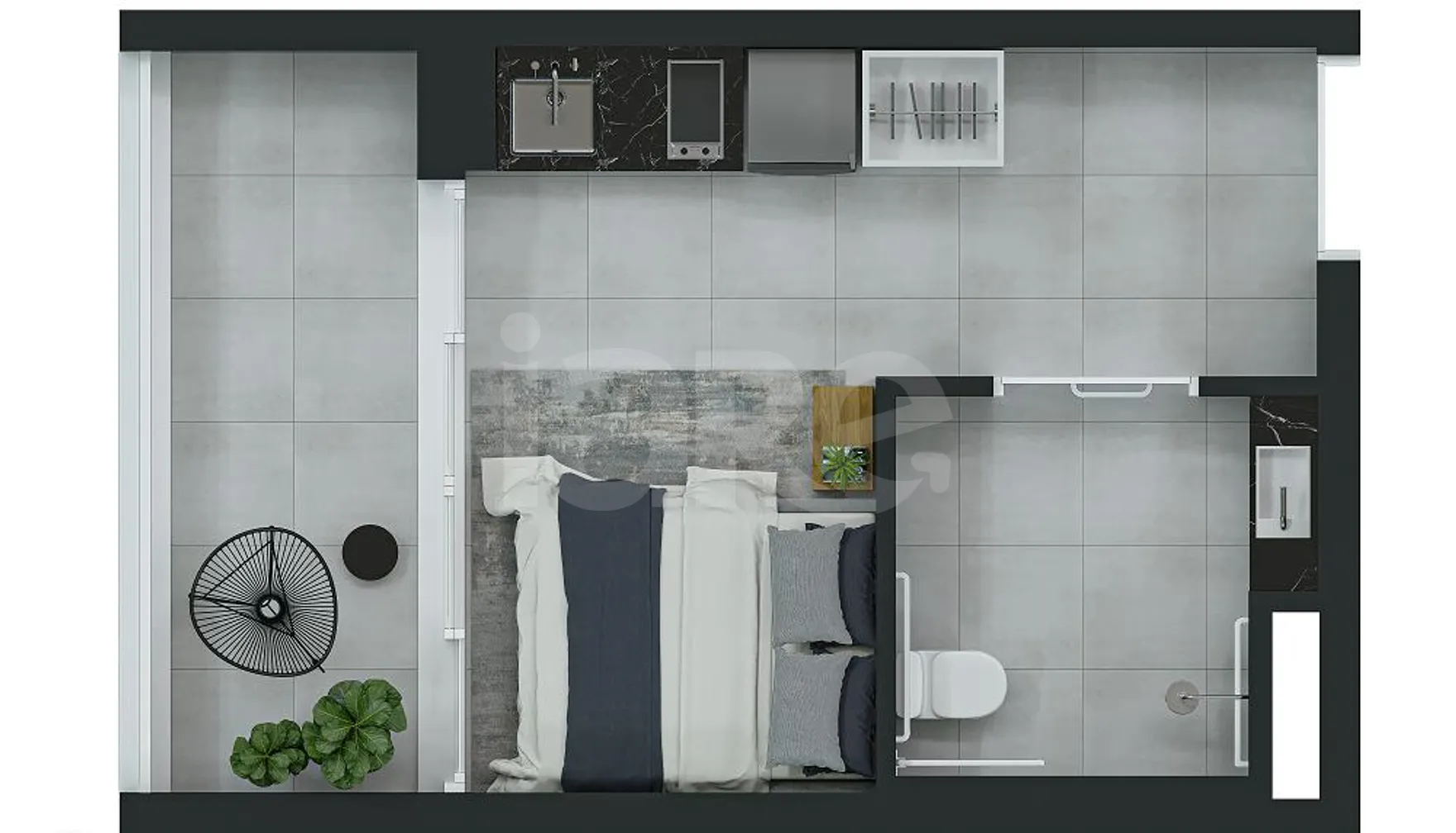 Planta — Studio 22,48 m²