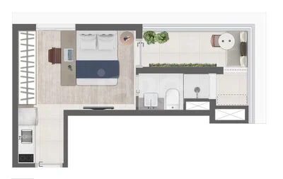 Planta — Studio 31,69 m²