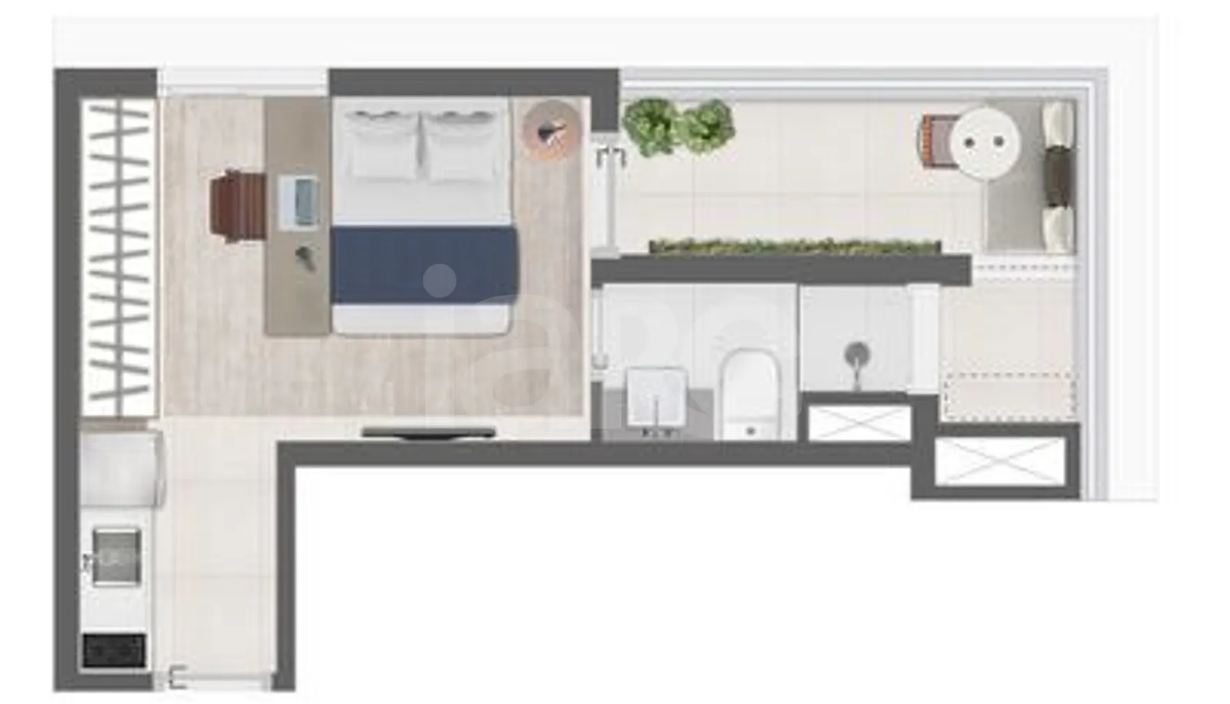 Planta — Studio 31,69 m²