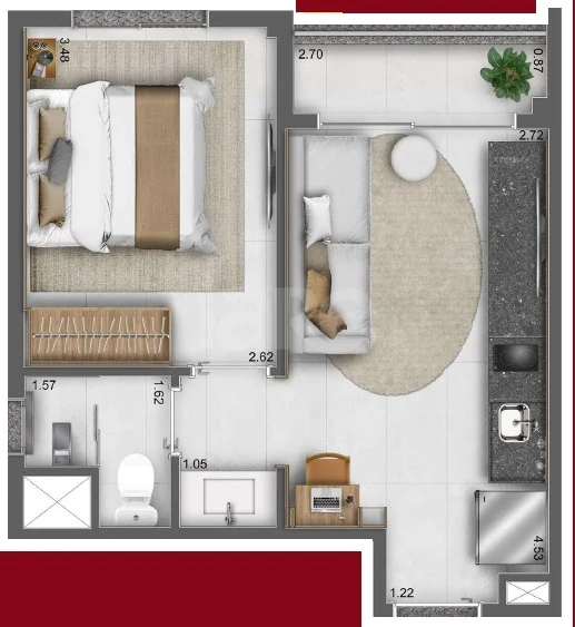 Planta — Apartamento 27,57 m²