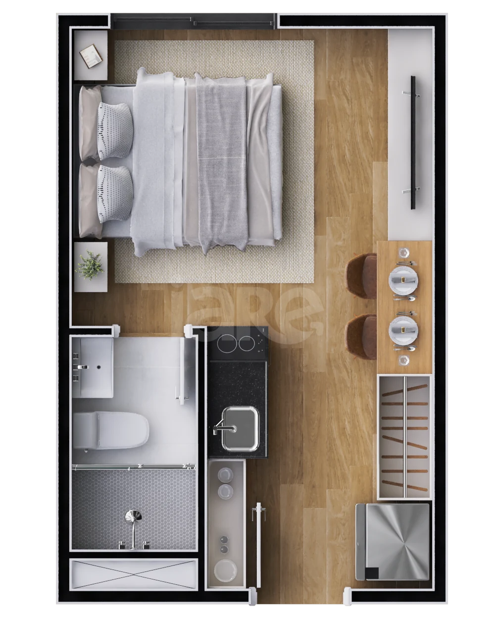 Planta — Studio 17,87 m²