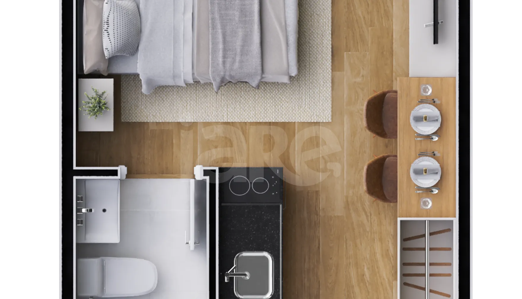 Planta — Studio 17,87 m²