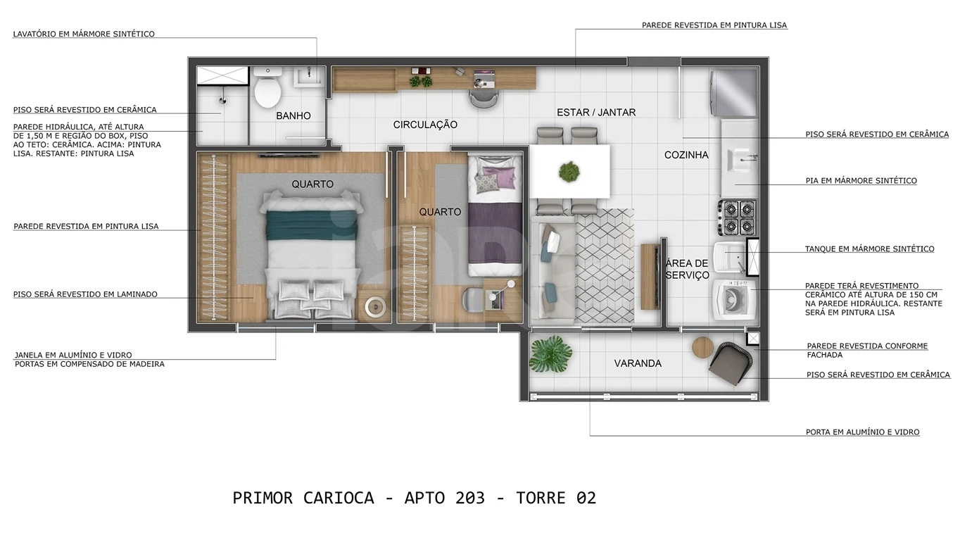 Planta — Apartamento 49,22 m²