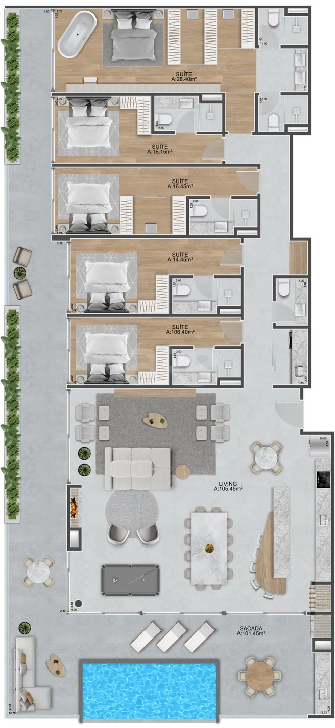 Planta — Cobertura Horizontal 312,44 m²