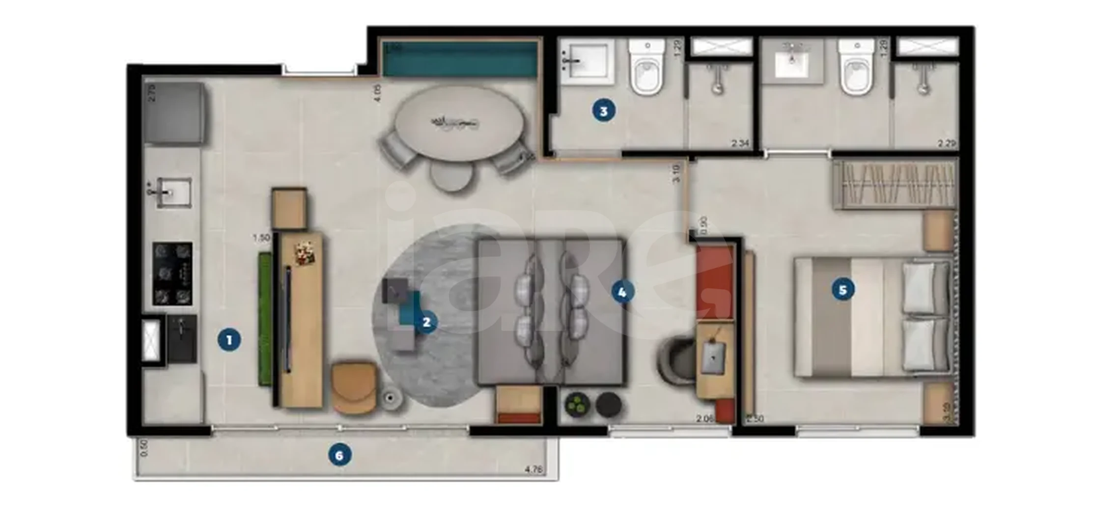 Planta — Apartamento 48,54 m²