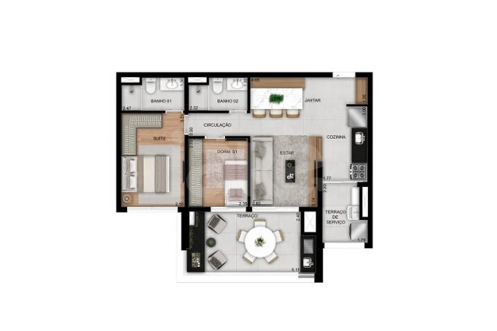 Planta — Apartamento 71,94 m²