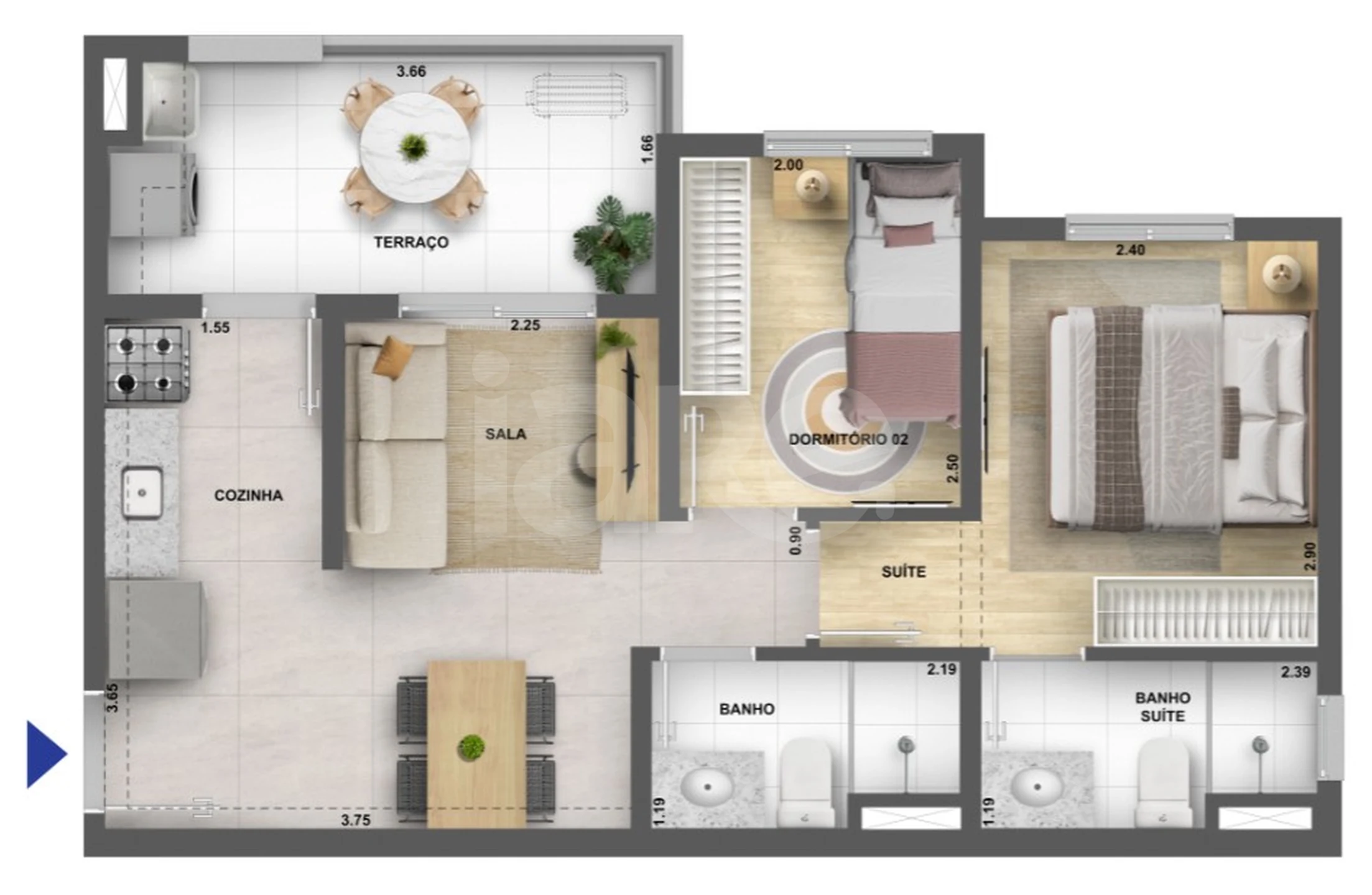 Planta — Apartamento 46 m²