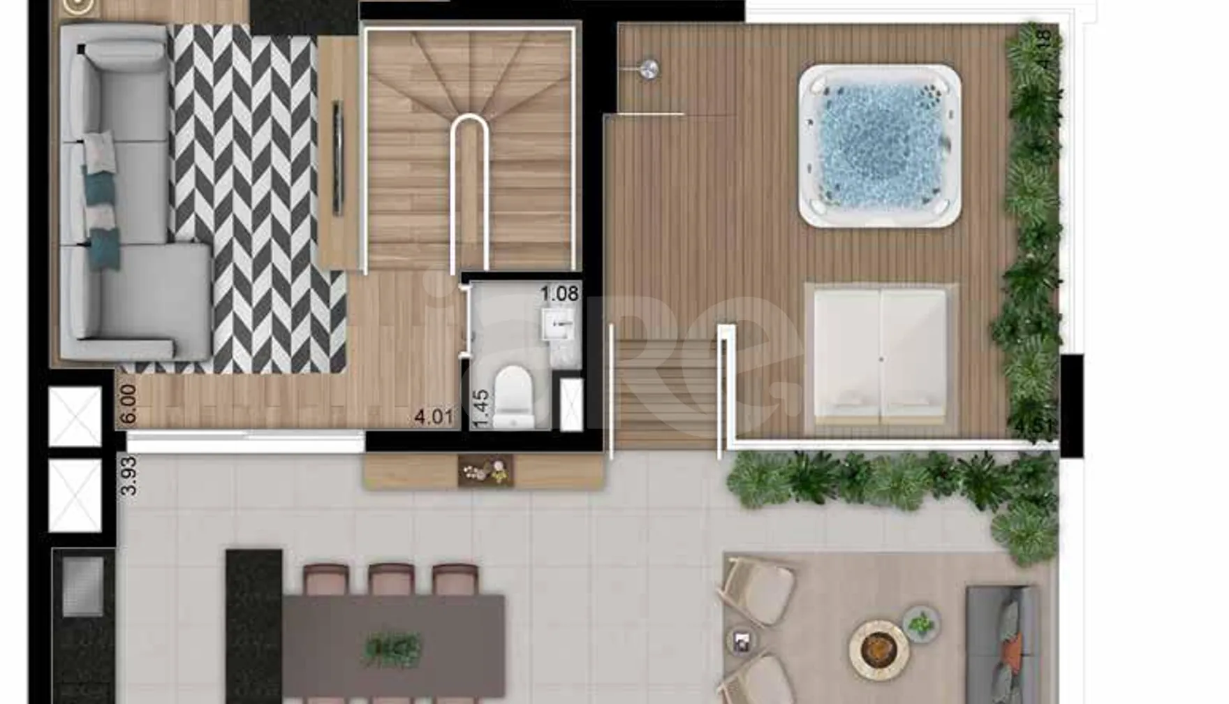 Planta — Cobertura Duplex 191,92 m²