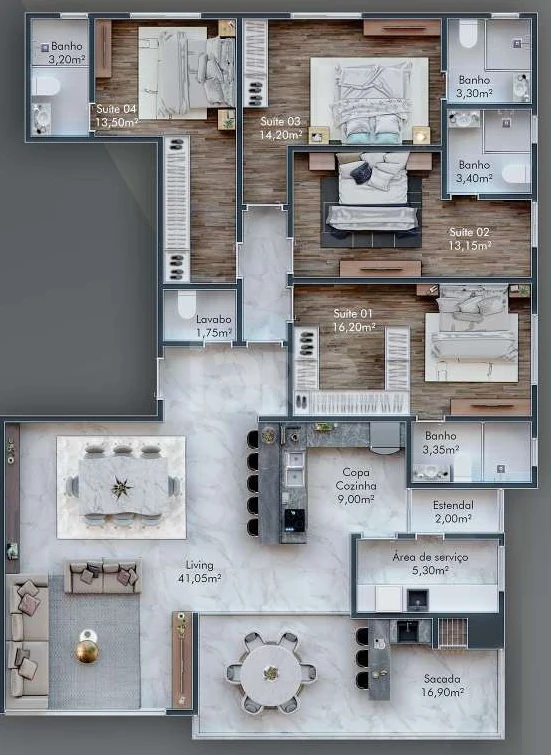 Planta — Apartamento 169,5 m²