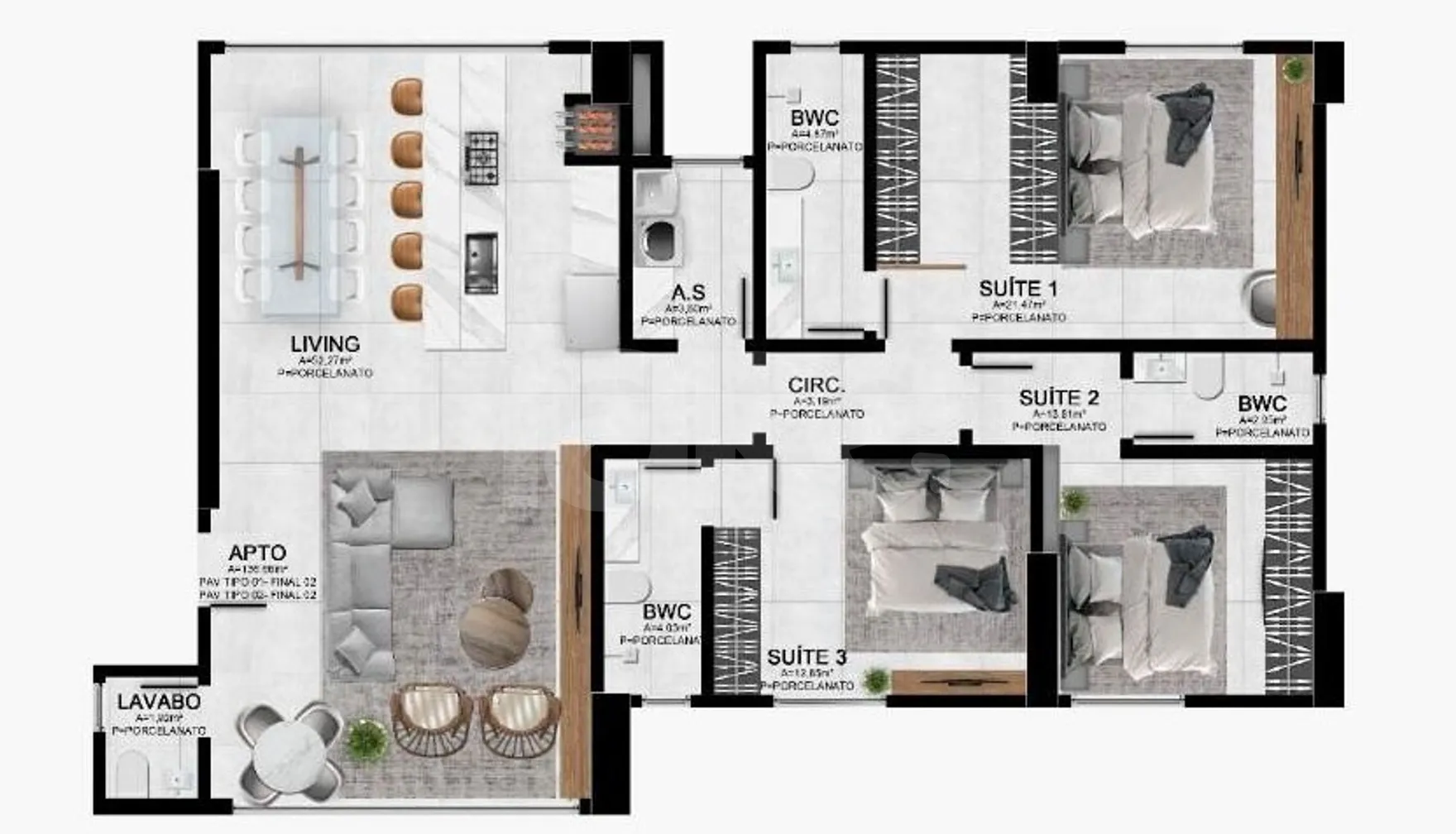 Planta — Apartamento 141,3 m²