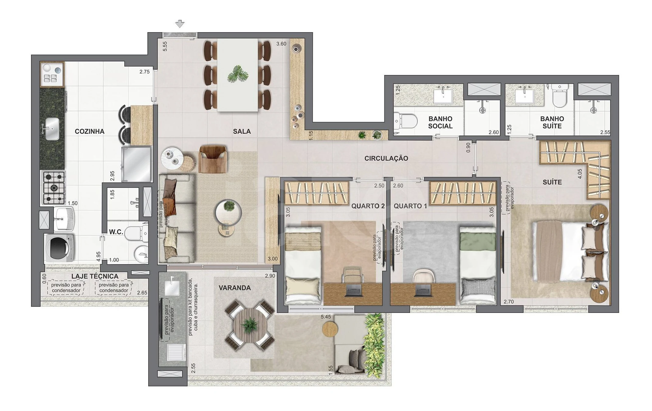 Planta — Apartamento 95,39 m²