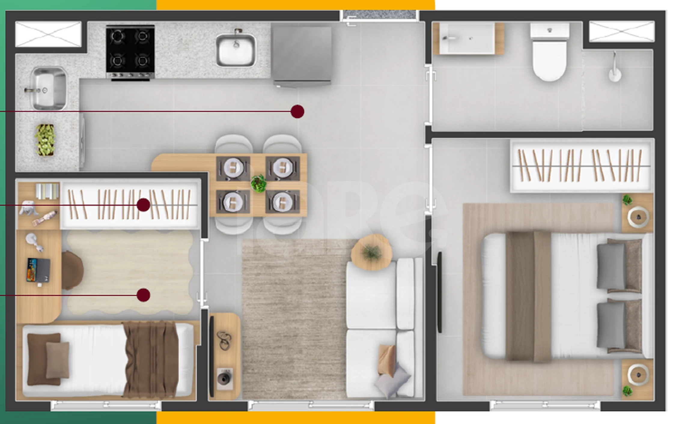 Planta — Apartamento 32,2 m²