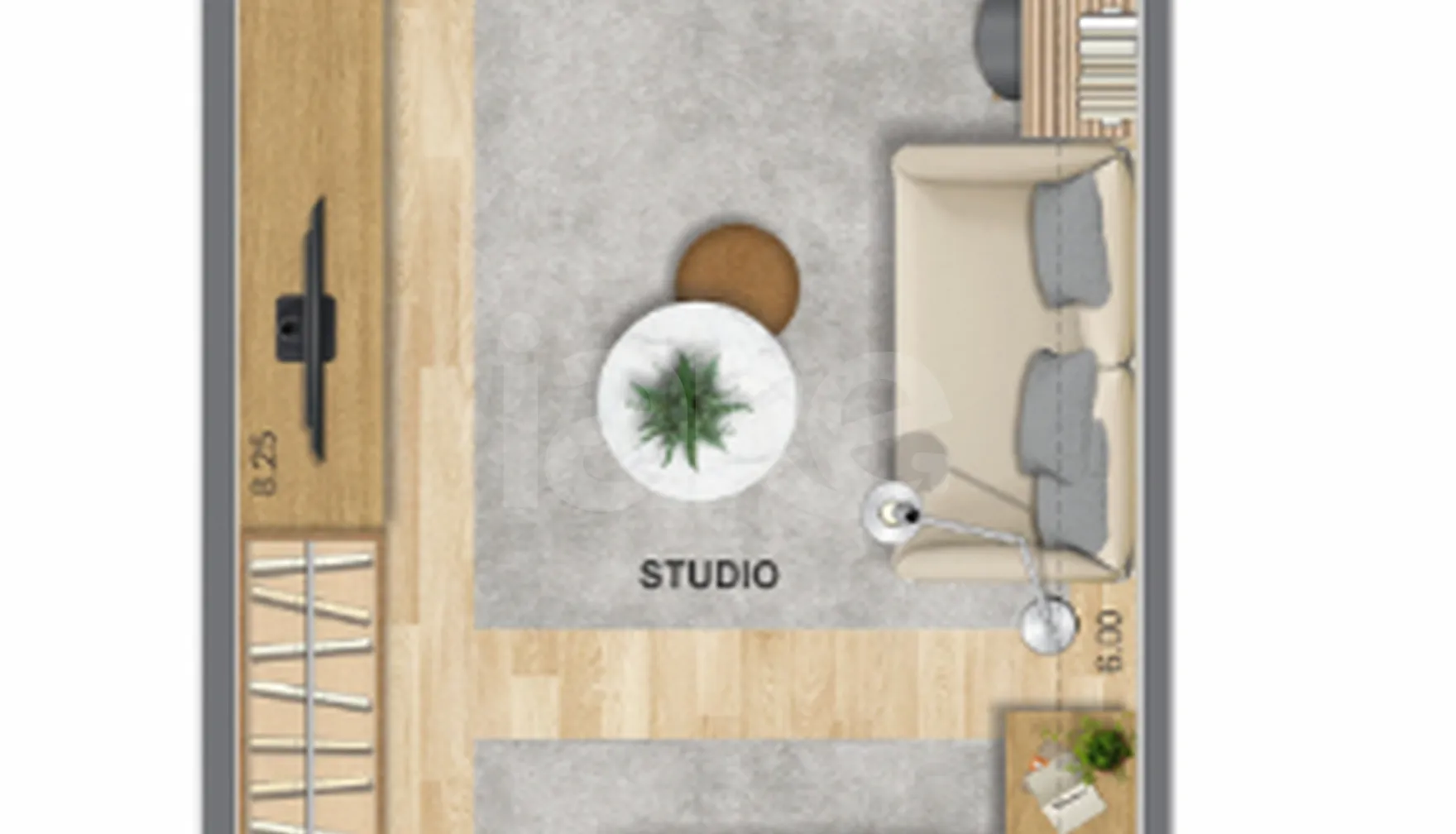 Planta — Studio 34,93 m²