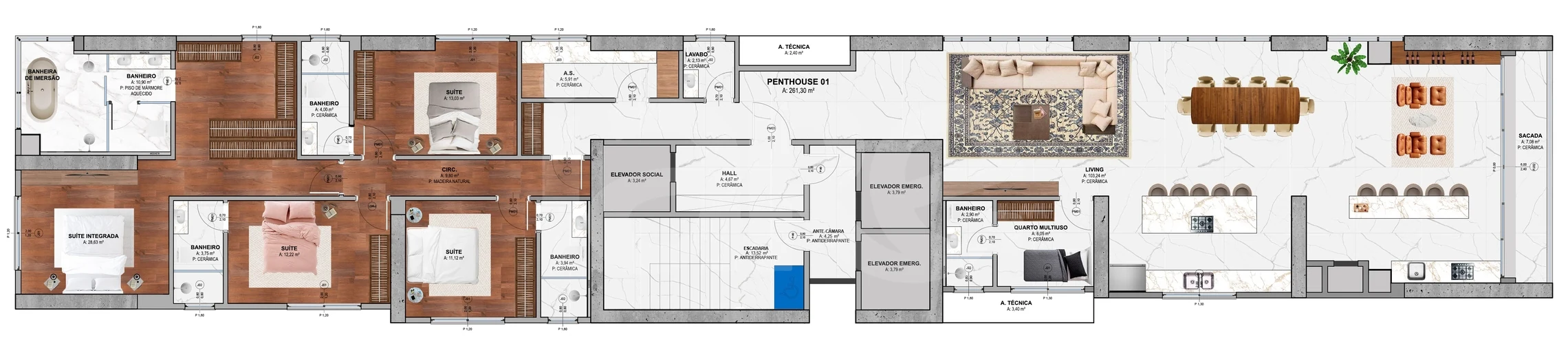 Planta — Apartamento 261,05 m²