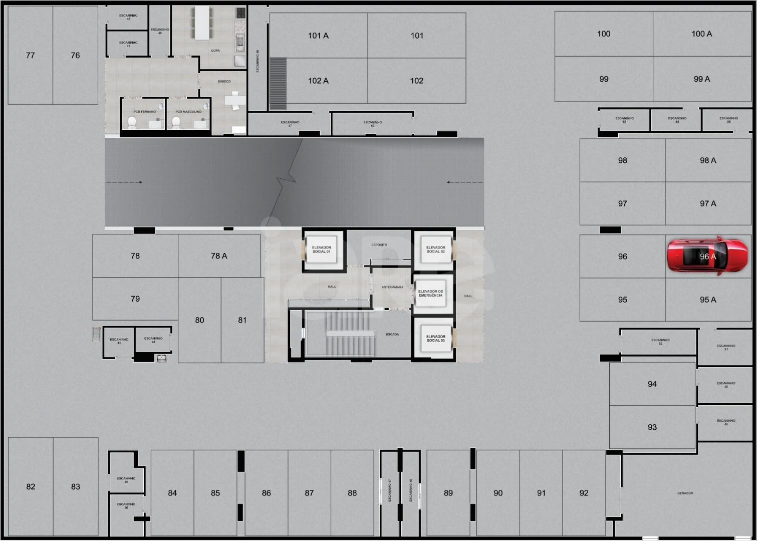 Planta — Pavimento garagem 1