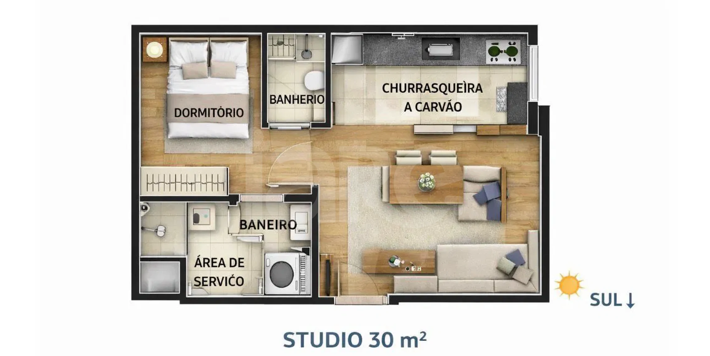 Planta — Studio 30 m²