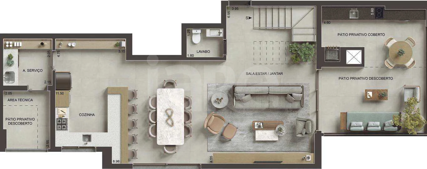 Planta — Cobertura Duplex 199,47 m² · 1º pavimento