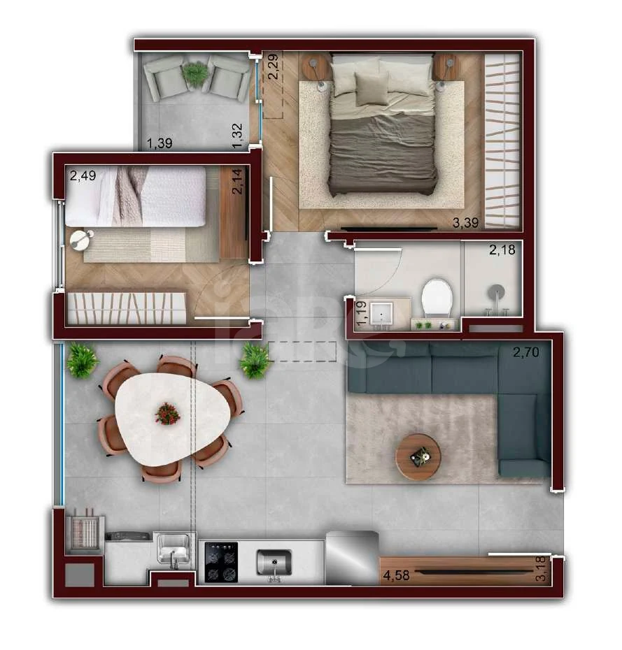 Planta — Apartamento 45,05 m²